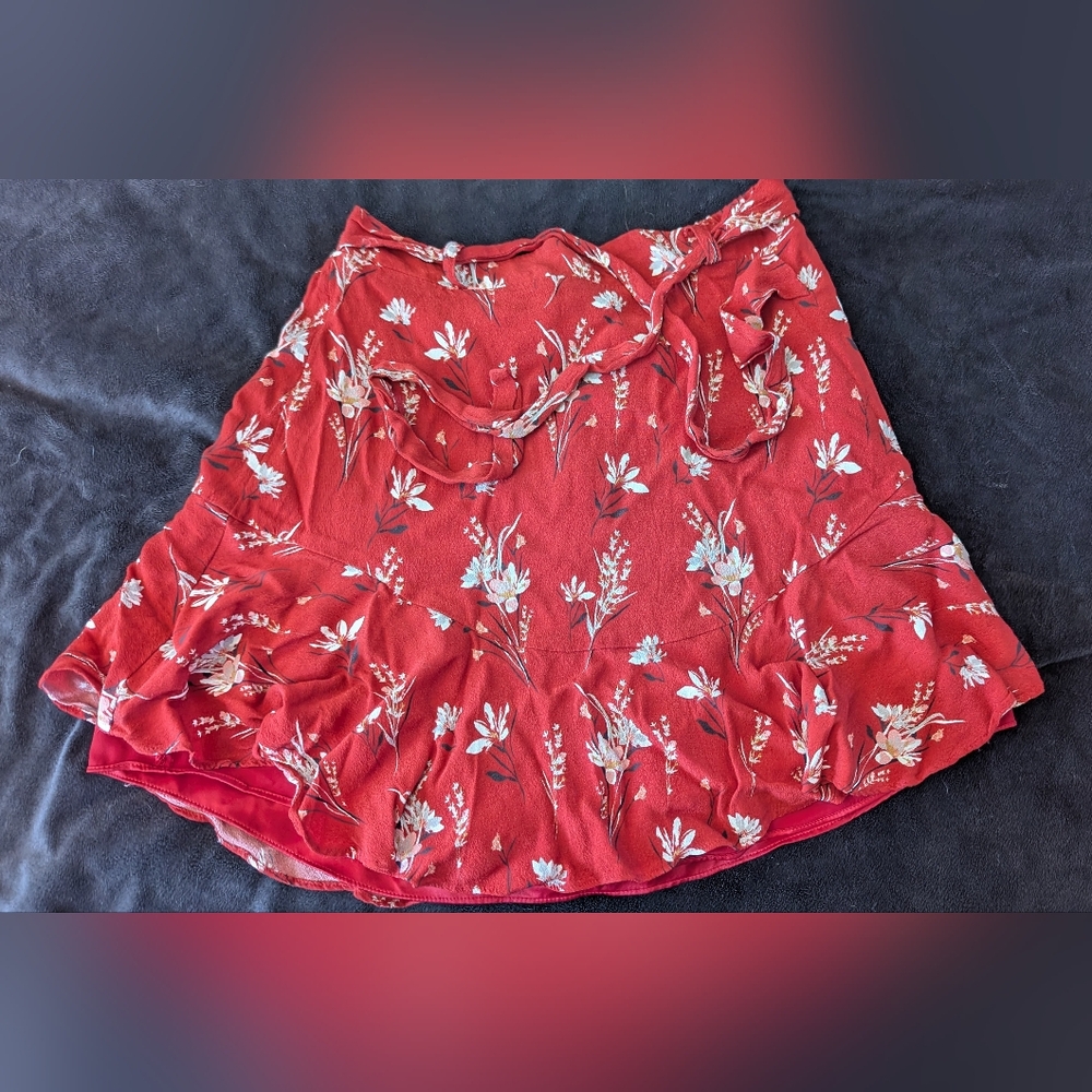 Red and White Ruffled Mini Skirt